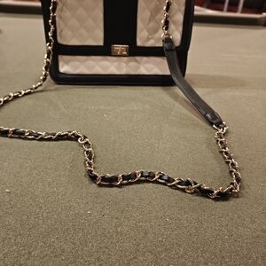 Elegant Black and Cream Quilted Women's Bag